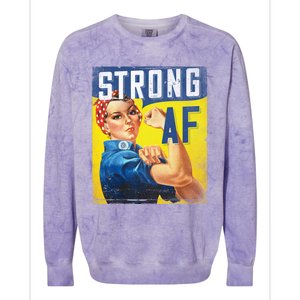 Inspirational Motivational Feminist Strong Af Retro Rosie Gift Colorblast Crewneck Sweatshirt