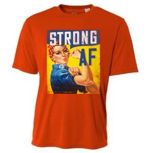 Inspirational Motivational Feminist Strong Af Retro Rosie Gift Cooling Performance Crew T-Shirt