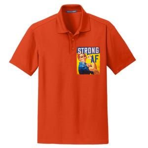 Inspirational Motivational Feminist Strong Af Retro Rosie Gift Dry Zone Grid Polo