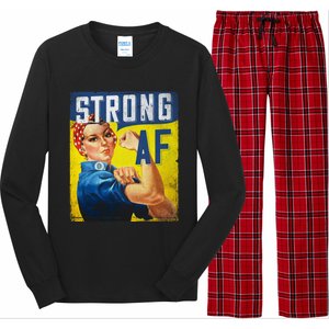 Inspirational Motivational Feminist Strong Af Retro Rosie Gift Long Sleeve Pajama Set