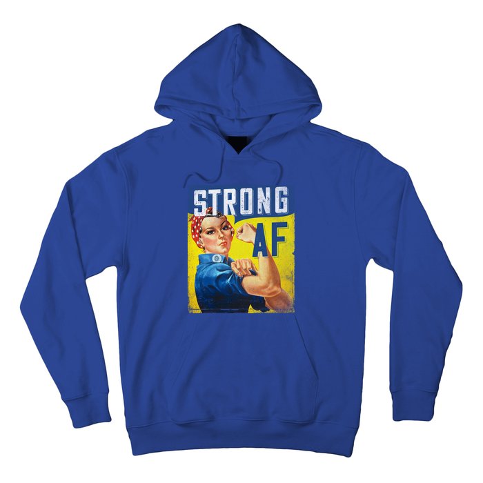 Inspirational Motivational Feminist Strong Af Retro Rosie Gift Hoodie