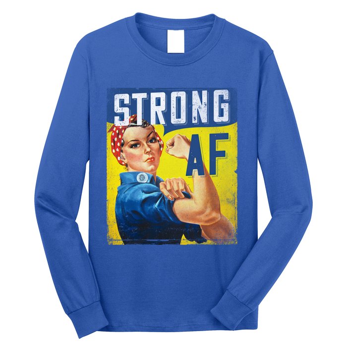 Inspirational Motivational Feminist Strong Af Retro Rosie Gift Long Sleeve Shirt