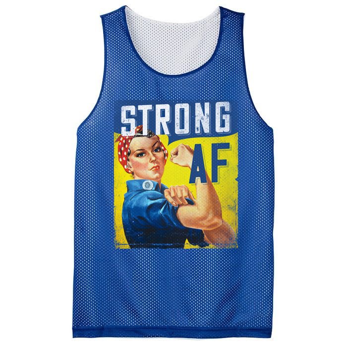 Inspirational Motivational Feminist Strong Af Retro Rosie Gift Mesh Reversible Basketball Jersey Tank