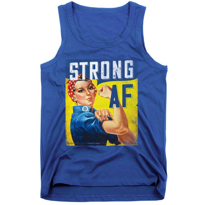 Inspirational Motivational Feminist Strong Af Retro Rosie Gift Tank Top