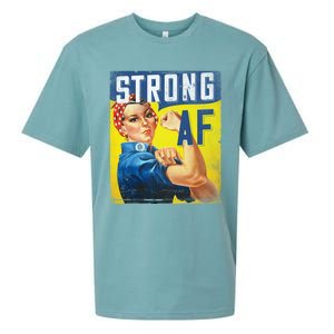 Inspirational Motivational Feminist Strong Af Retro Rosie Gift Sueded Cloud Jersey T-Shirt