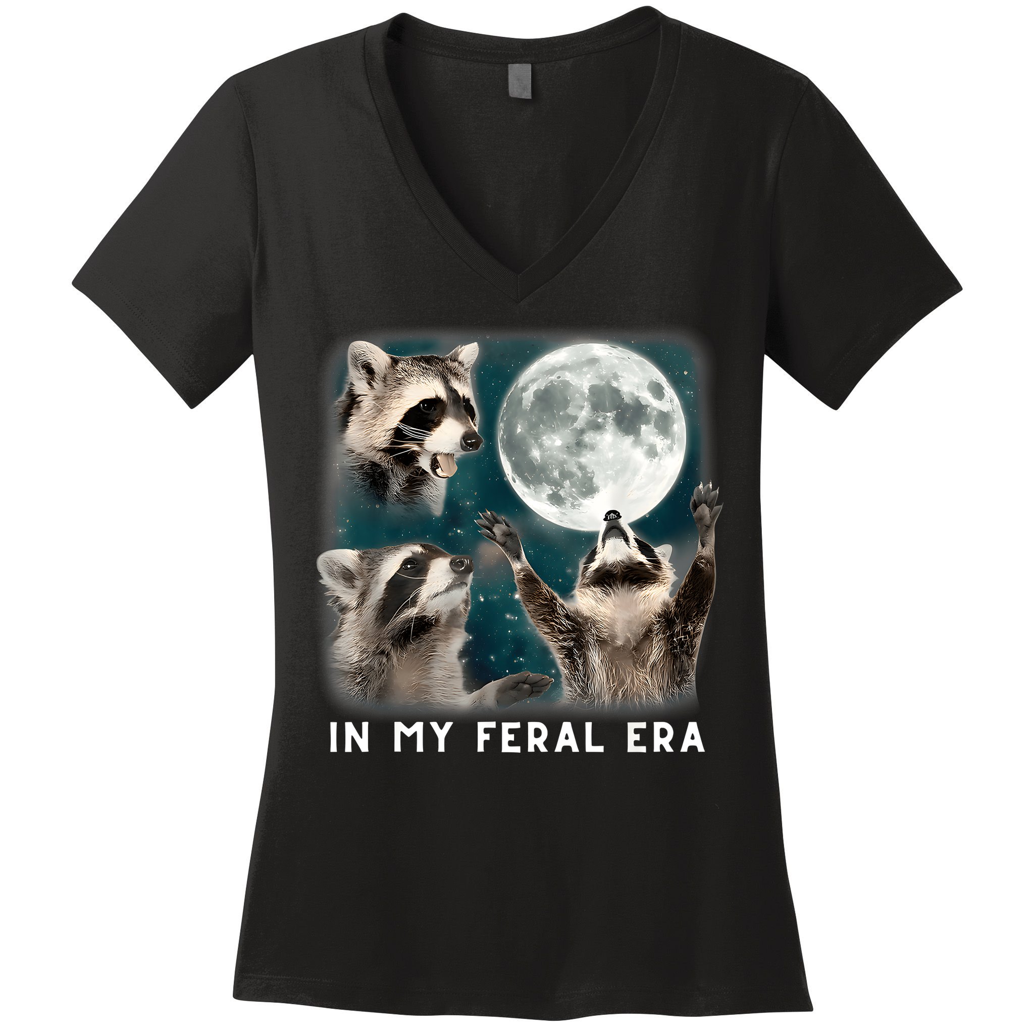 In My Feral Era Raccoon Women's V-Neck T-Shirt