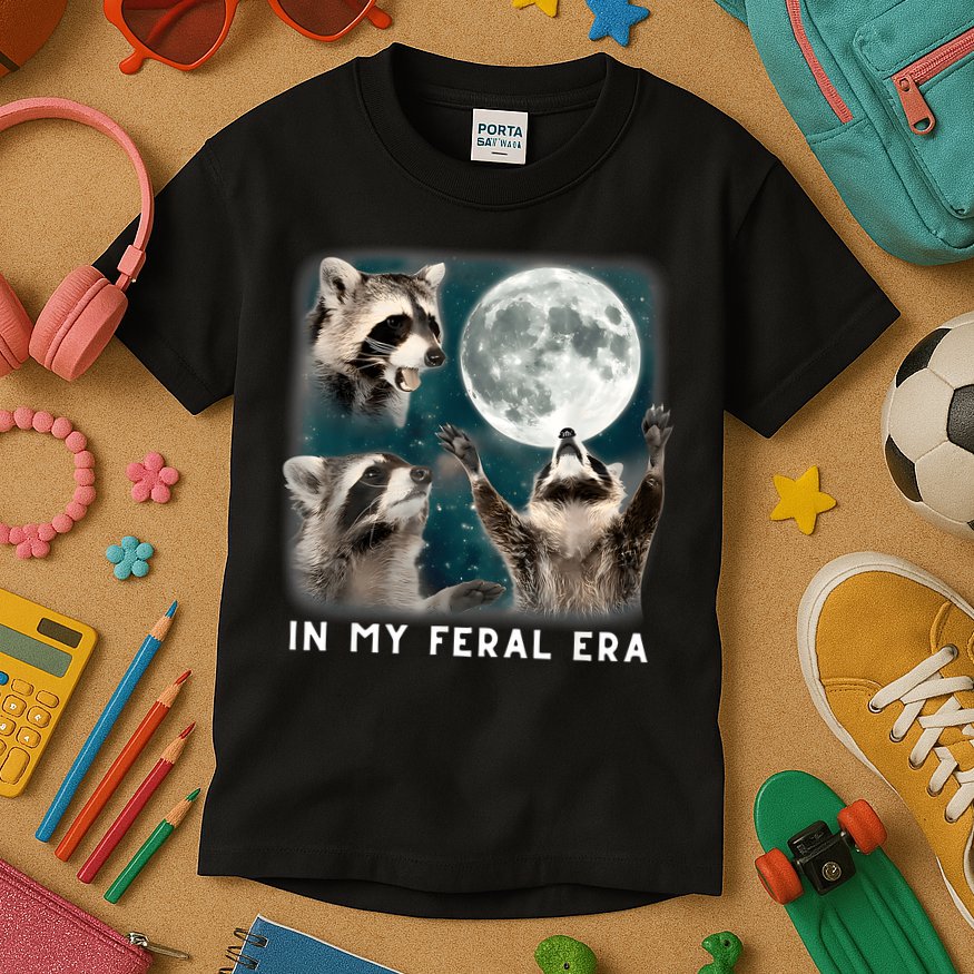 In My Feral Era Raccoon Kids T-Shirt