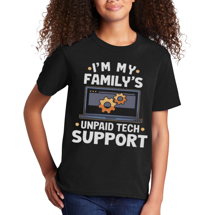 I'm My Family's Unpaid Tech Support Funny Computer Engineer Kids T-Shirt