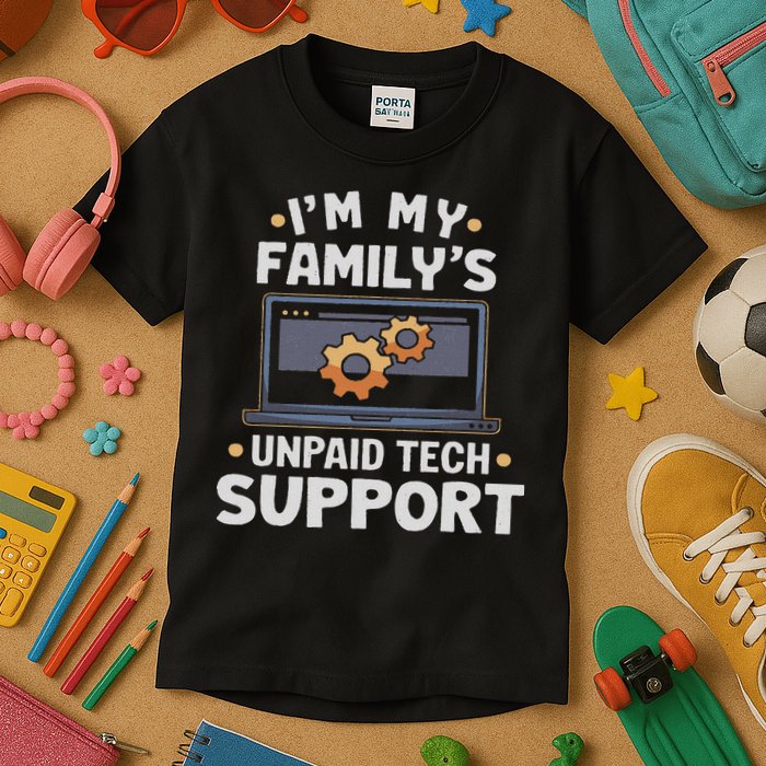 I'm My Family's Unpaid Tech Support Funny Computer Engineer Kids T-Shirt