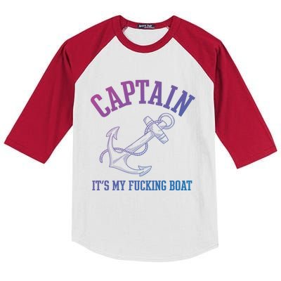 Its My Fucking Boat Yacht Rock Party Boat Captain Gift Kids Colorblock Raglan Jersey