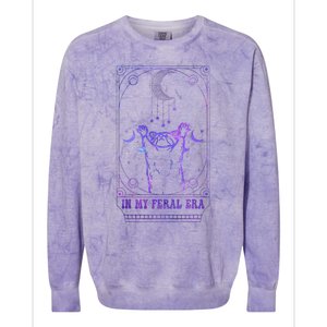 In My Feral Era Racoons Howling At The Moon Racoons Tarot Colorblast Crewneck Sweatshirt