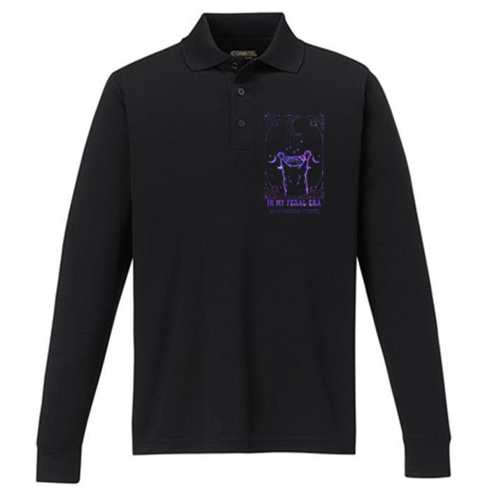 In My Feral Era Racoons Howling At The Moon Racoons Tarot Performance Long Sleeve Polo