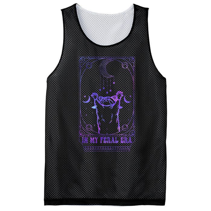 In My Feral Era Racoons Howling At The Moon Racoons Tarot Mesh Reversible Basketball Jersey Tank