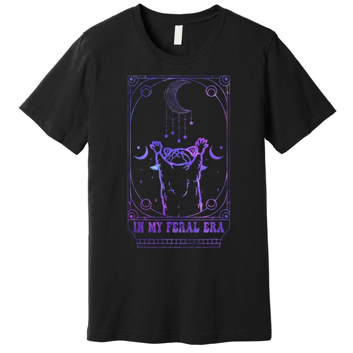 In My Feral Era Racoons Howling At The Moon Racoons Tarot Premium T-Shirt