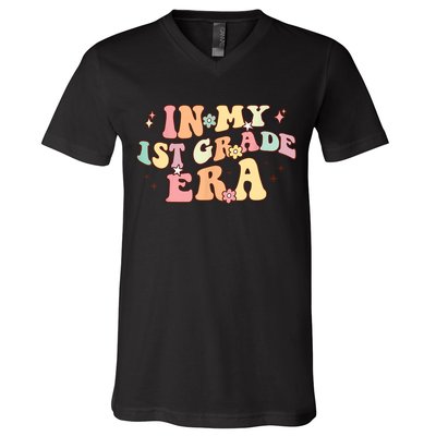 In My First Grade Era Retro Back To School Teacher Student V-Neck T-Shirt