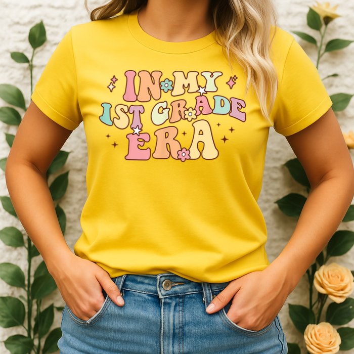 In My First Grade Era Retro Back To School Teacher Student Womens T-Shirt