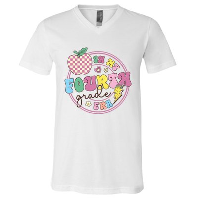 In My Fourth Grade Era Girl Back To School 4th Grade Teacher V-Neck T-Shirt