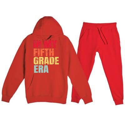 In My Fifth Grade Era Vintage Back To School Teacher Premium Hooded Sweatsuit Set