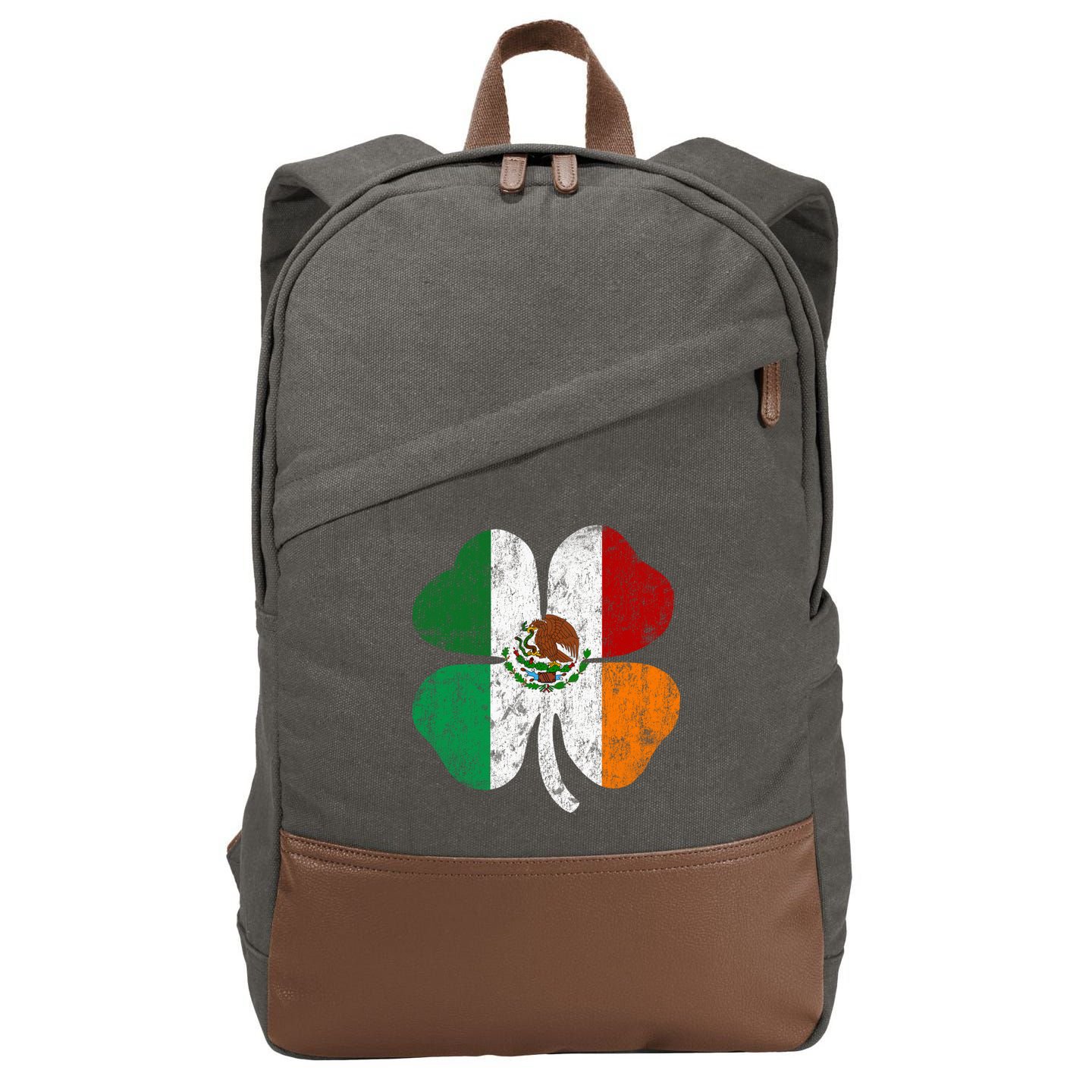 Irish Mexican Flag Ireland Mexico Shamrock St Patricks Day Gift Cotton Canvas Backpack