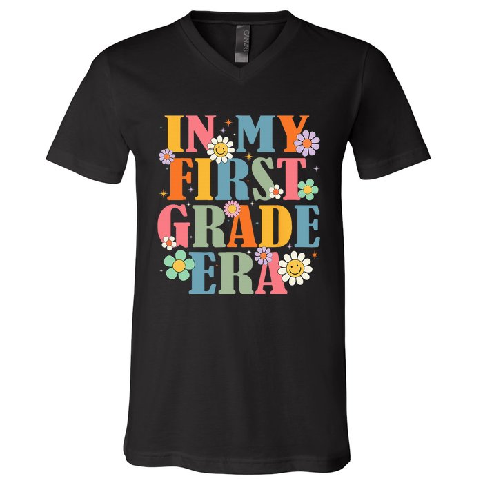 In My First Grade Era Back To School 1st Grade Teacher Team V-Neck T-Shirt