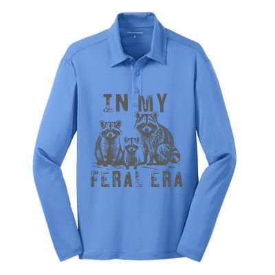 In My Feral Era Racoons Meme Funny Racoons Silk Touch Performance Long Sleeve Polo