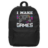 I Make Games For Video Game Designer 16 in Basic Backpack