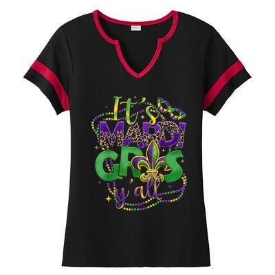 Its Mardi Gras Yall Mardi Gras Ladies Halftime Notch Neck Tee