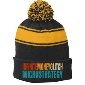 Infinite Money Glitch Microstrategy Bitcoin Stripe Pom Pom Beanie