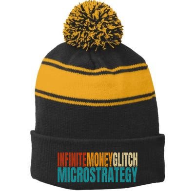 Infinite Money Glitch Microstrategy Bitcoin Stripe Pom Pom Beanie