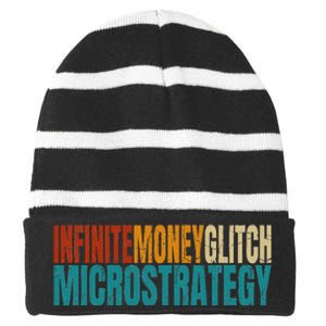 Infinite Money Glitch Microstrategy Bitcoin Striped Beanie with Solid Band