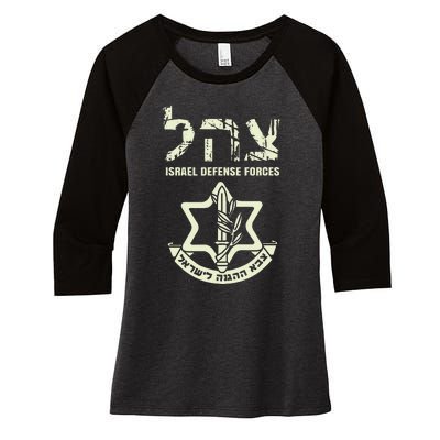 IDF Military Green Israeli Army IDF Tzahal  Women's Tri-Blend 3/4-Sleeve Raglan Shirt