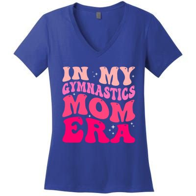 In My Gymnastics Mom Era Groovy Retro Funny Gymnastics Mom Cute Gift Women's V-Neck T-Shirt