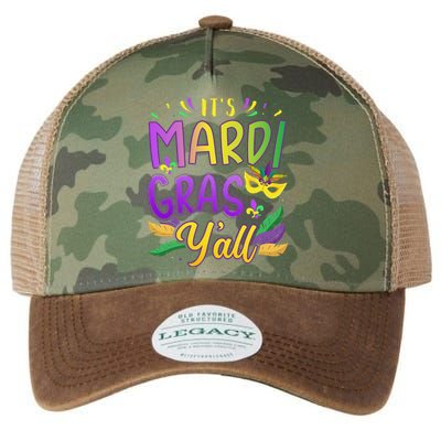 ItS Mardi Gras YAll With Mask And Fleur De Lis Legacy Tie Dye Trucker Hat