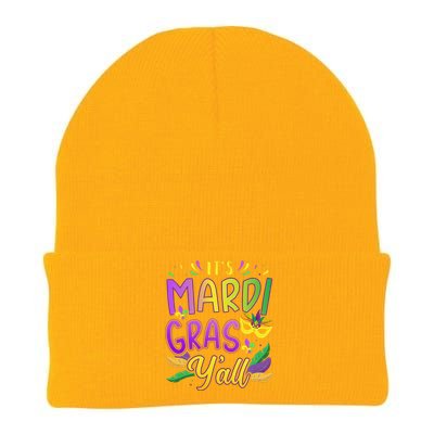 ItS Mardi Gras YAll With Mask And Fleur De Lis Knit Cap Winter Beanie