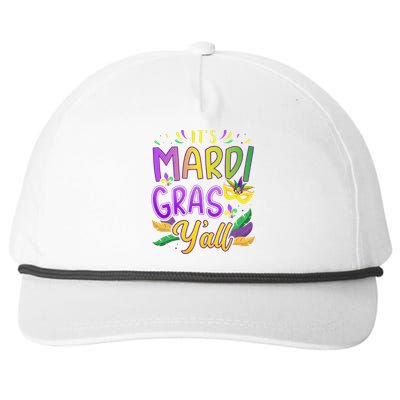 ItS Mardi Gras YAll With Mask And Fleur De Lis Snapback Five-Panel Rope Hat