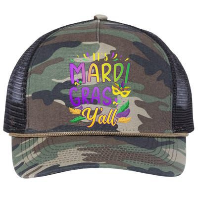 ItS Mardi Gras YAll With Mask And Fleur De Lis Retro Rope Trucker Hat Cap