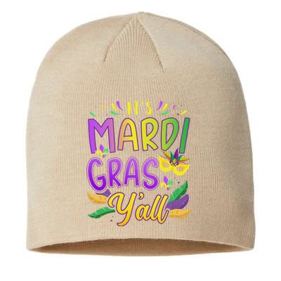 ItS Mardi Gras YAll With Mask And Fleur De Lis Sustainable Beanie