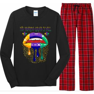 Its Mardi Gras Yall Lips Carnival Parade Masquerade Party Cute Gift Long Sleeve Pajama Set