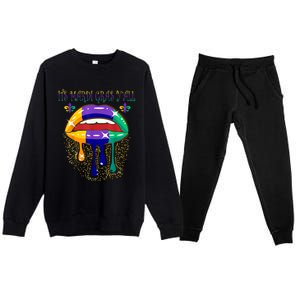 Its Mardi Gras Yall Lips Carnival Parade Masquerade Party Cute Gift Premium Crewneck Sweatsuit Set