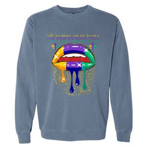 Its Mardi Gras Yall Lips Carnival Parade Masquerade Party Cute Gift Garment-Dyed Sweatshirt