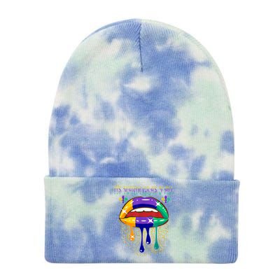 Its Mardi Gras Yall Lips Carnival Parade Masquerade Party Cute Gift Tie Dye 12in Knit Beanie