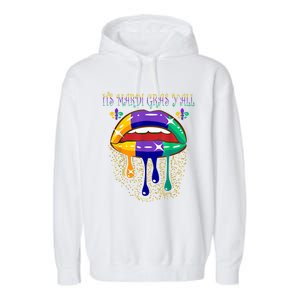 Its Mardi Gras Yall Lips Carnival Parade Masquerade Party Cute Gift Garment-Dyed Fleece Hoodie