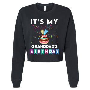 ItS My GranddadS Birthday Family Matching Confetti Cake Cropped Pullover Crew