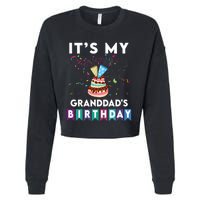 ItS My GranddadS Birthday Family Matching Confetti Cake Cropped Pullover Crew