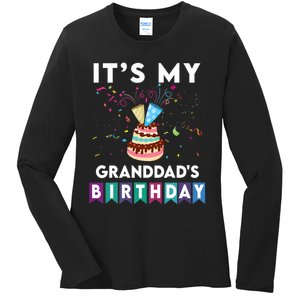 ItS My GranddadS Birthday Family Matching Confetti Cake Ladies Long Sleeve Shirt