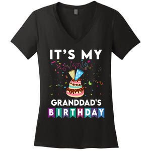 ItS My GranddadS Birthday Family Matching Confetti Cake Women's V-Neck T-Shirt