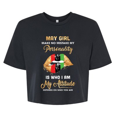 Im May Girl Sexy Lip Black Women Gemini Birthday Gift Bella+Canvas Jersey Crop Tee