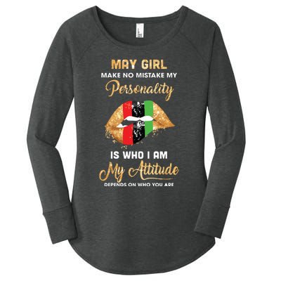 Im May Girl Sexy Lip Black Women Gemini Birthday Gift Women's Perfect Tri Tunic Long Sleeve Shirt