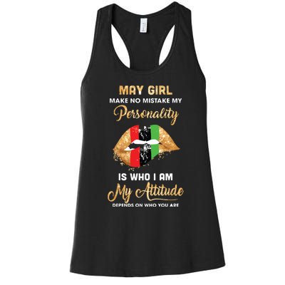 Im May Girl Sexy Lip Black Women Gemini Birthday Gift Women's Racerback Tank