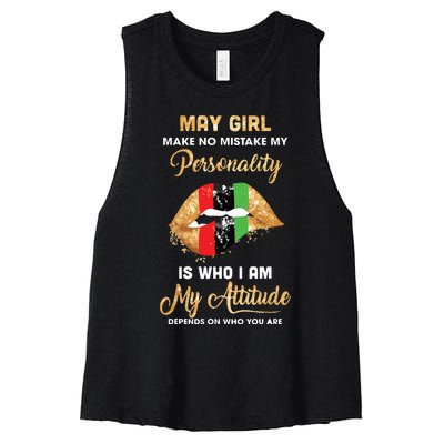 Im May Girl Sexy Lip Black Women Gemini Birthday Gift Women's Racerback Cropped Tank